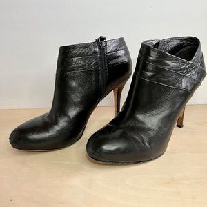 Black Italian Leather Via Spiga Booties 8.5